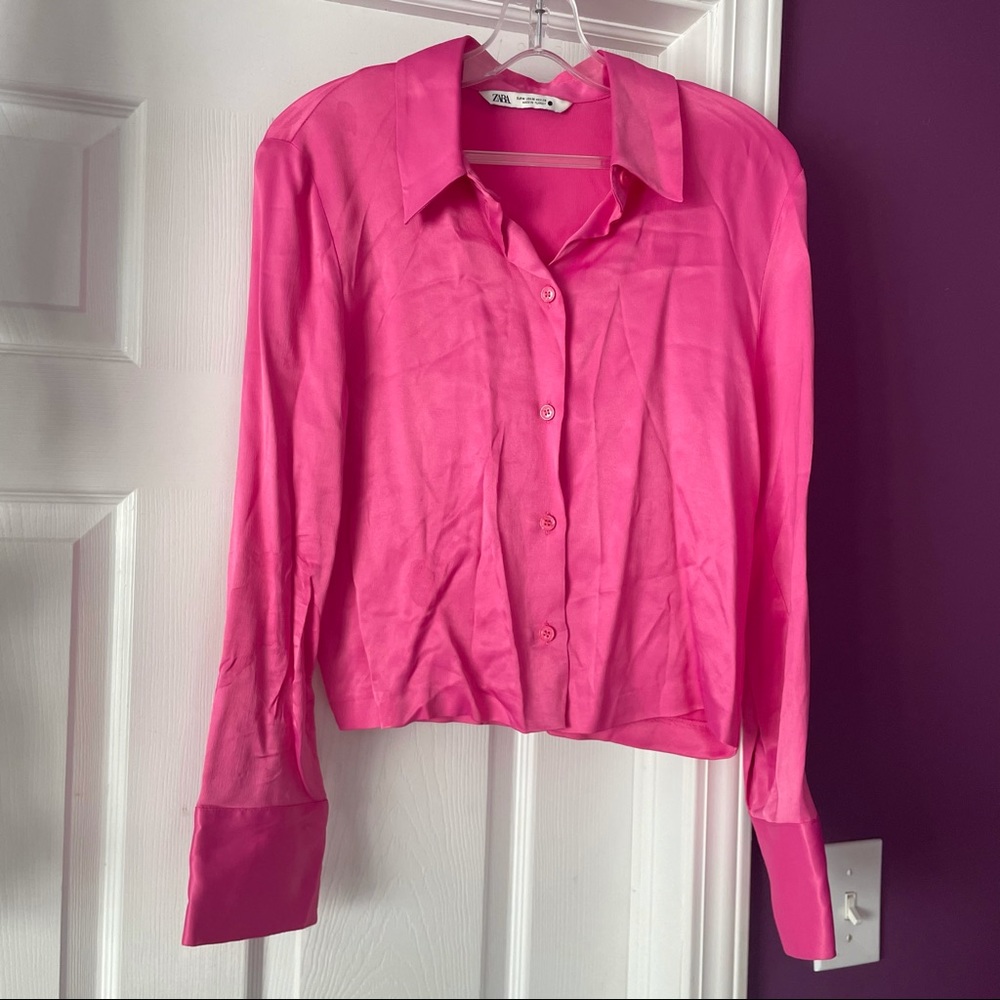 Zara pink button down shirt